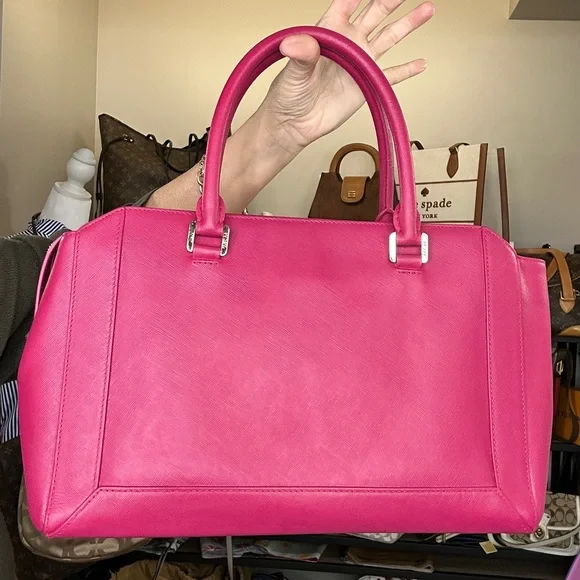 MCM Pink Saffiano Leather Structured Tote Satchel COA Included - Picture 4 of 10